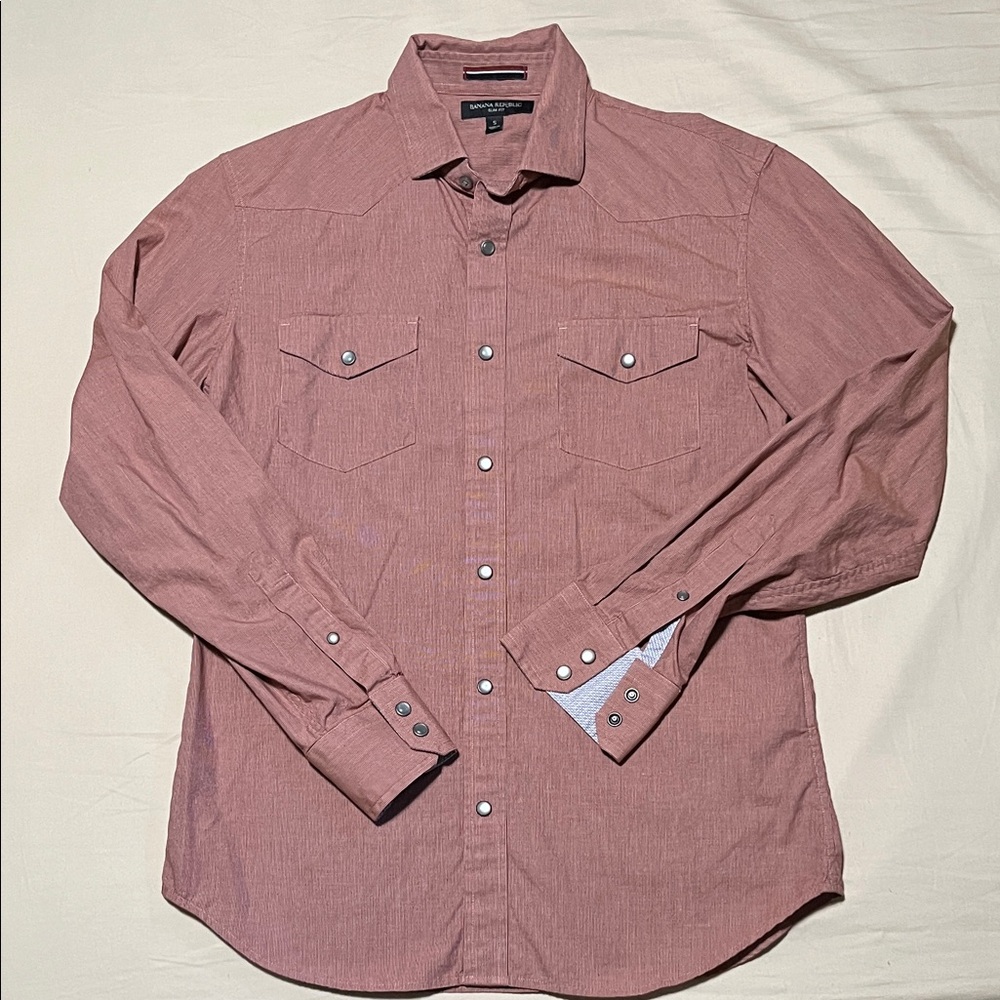 Banana Republic Men's Western Style Snap Shirt in Mauve
